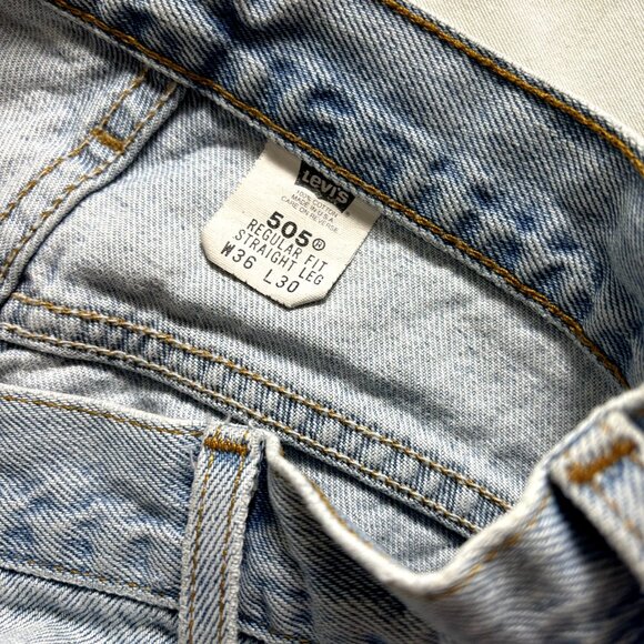 Levi's 505‎ Men's Sz 36x30 Blue Regular Fit Straight Leg 100% Cotton Denim Jeans - Picture 14 of 16